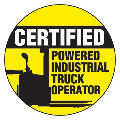 Safety Hard Hat Labels - Certified Powered Industrial Truck Operator