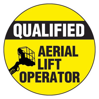 Qualified Aerial Lift Operator Safety Hard Hat Label