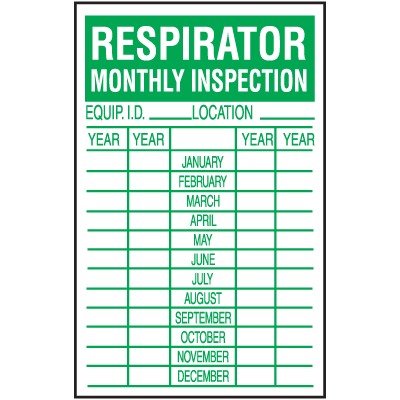 Respirator Monthly Safety Inspection Labels