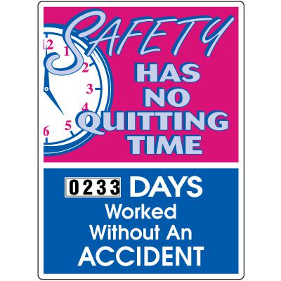 No Quitting Time Recordable Accident Scoreboard