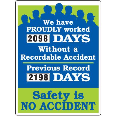 Proudly Worked Without Recordable Accident Scoreboard
