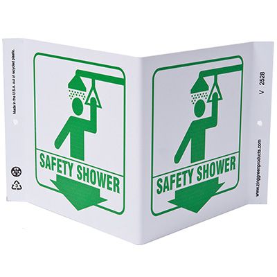 Safety Shower V-Style Sign
