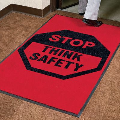 Safety Slogan Carpet Mats - Stop think safety