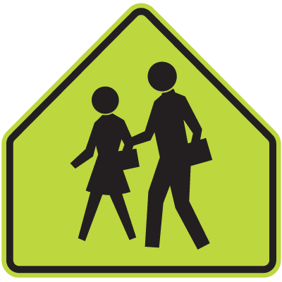 Pedestrian [Symbol] School Crossing - 30" H x 30" W Aluminum Diamond-Grade Traffic Control Fluorescent Sign