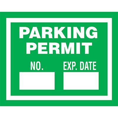 Green Numbered Static Cling Vinyl Parking Permits 2 1/2" H x 2" W