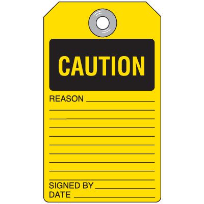 Caution Self-Laminating Accident Prevention Tag