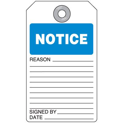 Notice Self-Laminating Accident Prevention Tag