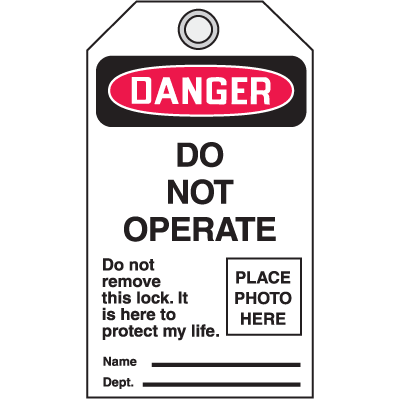 Self-Laminating Photo Lockout Tag - Do Not Operate
