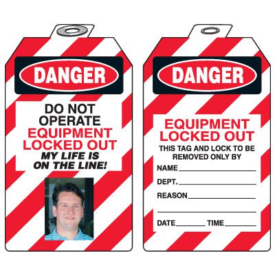 Self-Laminating Photo Padlock Tags - Danger Do Not Operate Equipment Locked-Out