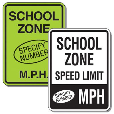 Semi-Custom School Zone Speed Limit Signs