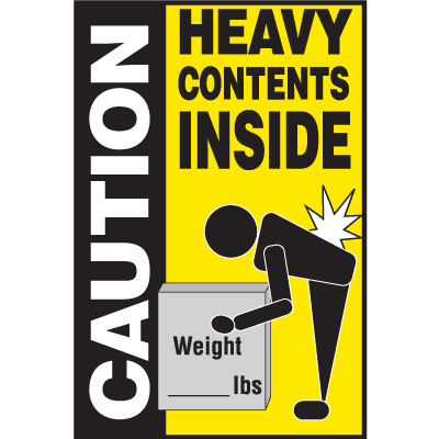 Shipping Labels - Caution Heavy Contents Inside