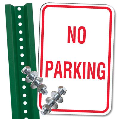 No Parking Sign & Metal Sign Post