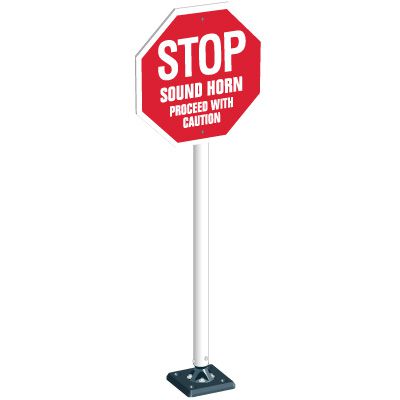STOP Sound Horn Proceed With Caution - 24" H x 24" W Plastic Engineer-Grade Safety Sign