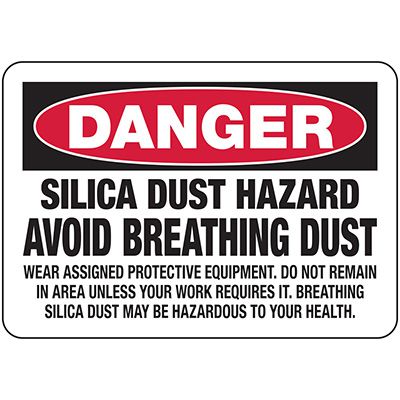 Silica Dust Hazard Avoid Breathing Dust - Silica Safety Signs