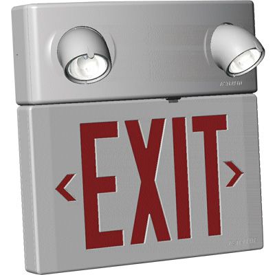 Combination Exit Sign With Top Mounted Emergency Lights