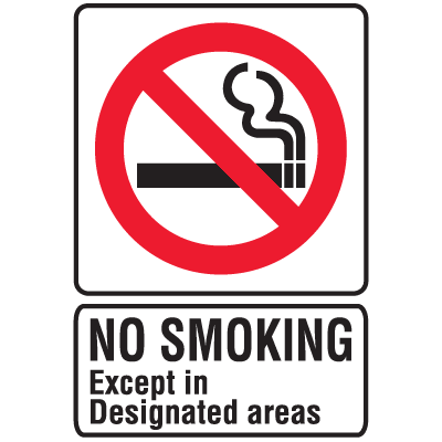 No Smoking Decal - Except In Designated Areas
