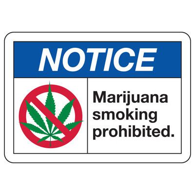 No Smoking Signs - Notice Marijuana Smoking Prohibited