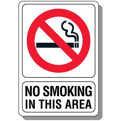 No Smoking In This Area Sign with symbol