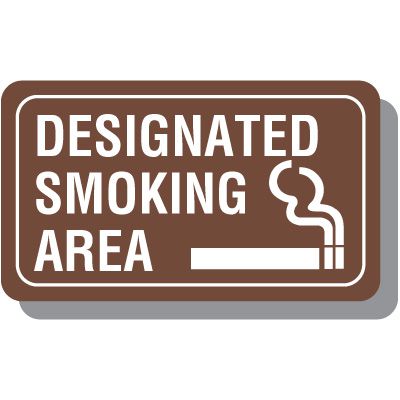 Designated Smoking Area Sign White on Brown with Smoking Symbol
