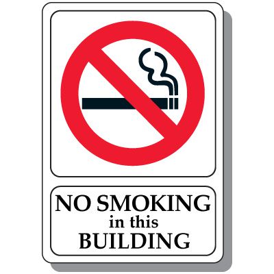 No Smoking In This Building with No Smoking Symbol Sign
