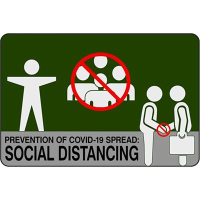 Prevention Of COVID-19 Spread: Social Distancing - Safety Message Mat