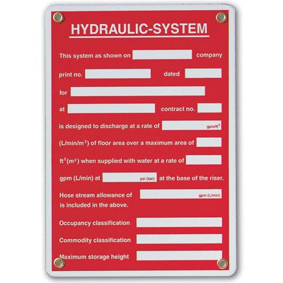 Hydraulic-System - Sprinkler Control Valve Sign