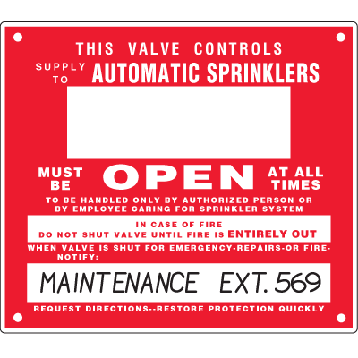Sprinkler Line ID Plate