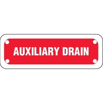 Auxiliary Drain Sprinkler ID Plate