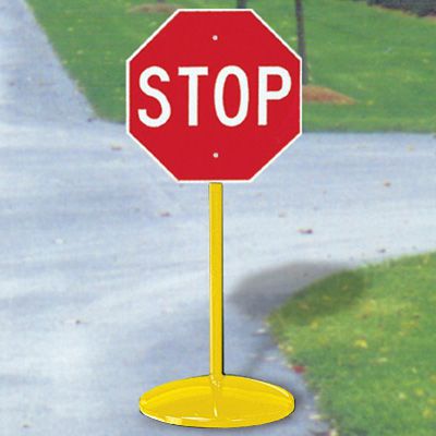 Adjustable Stanchion & Stop Sign Systems - Yellow