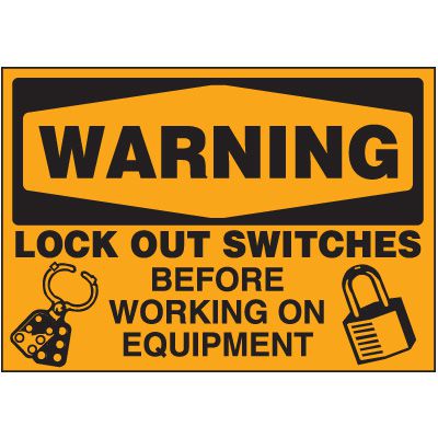 Lockout Labels - Warning Lock Out Switches Before Working On Equipment