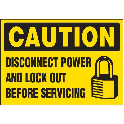 Lockout Labels - Caution Disconnect Power & Lock Out Before Servicing