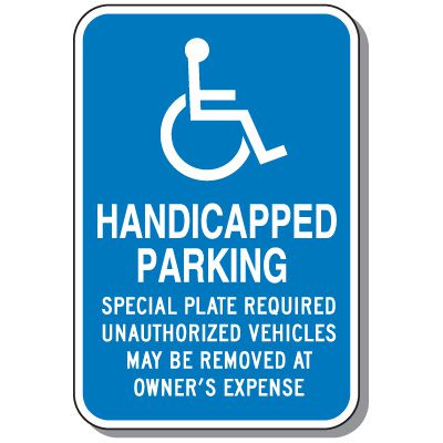 Massachusetts Handicap Parking Signs - Plate Required
