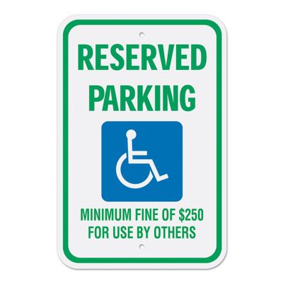 Nevada Parking Signs - Reserved Parking Minimum Fine