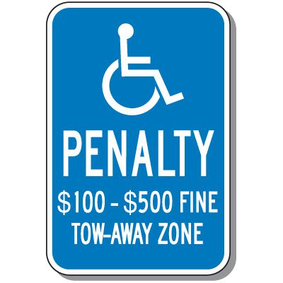 Virginia Parking Signs - Penalty $100-$500 Fine