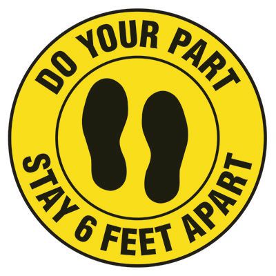 Floor Safety Signs - Stay 6 Feet Apart - Yellow