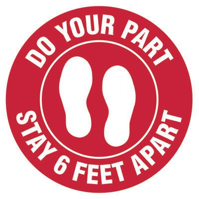 Floor Safety Signs - Stay 6 Feet Apart - Red