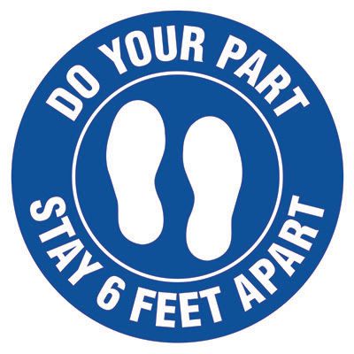 Floor Safety Signs - Stay 6 Feet Apart - Blue