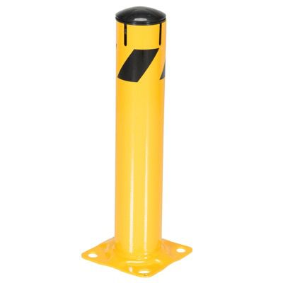 Steel Pipe Bollard With Chain Slots & Removable Rubber Cap