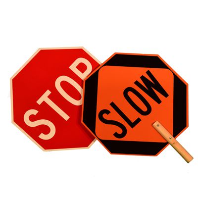 Stop Slow Sign - Two-Sided Traffic Paddle