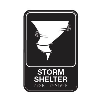 Storm Shelter W/ Symbol - ADA Braille Tactile Signs