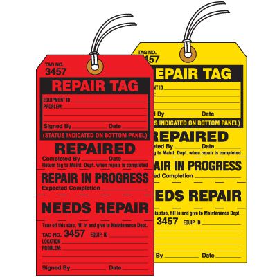 Three Part Tear-Off Tags - Repair