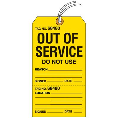 Out Of Service Tear Off Tags