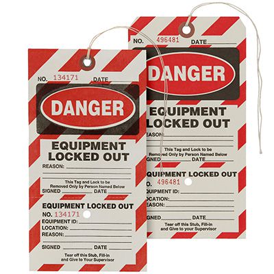 Danger Equipment Locked Out Tear-Off Tags