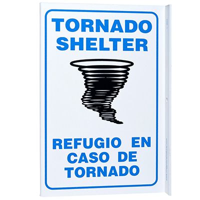 Tornado Shelter Bilingual L-Style Sign