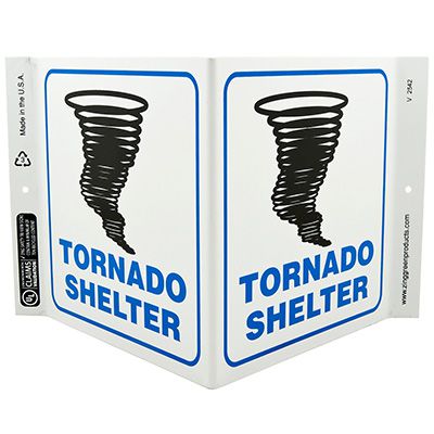 Tornado Shelter V-Style Sign