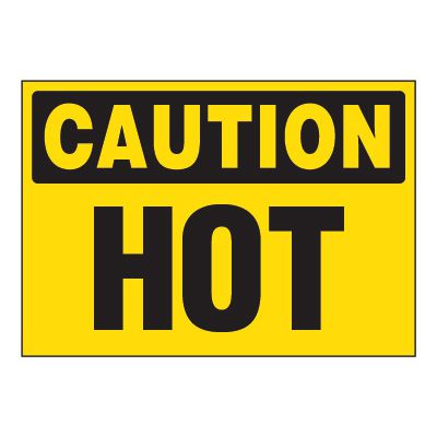 ToughWash® Adhesive Signs - Caution Hot