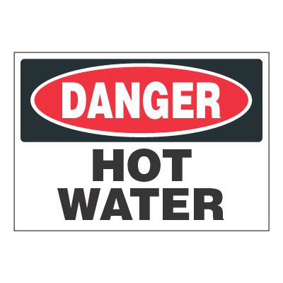 ToughWash® Adhesive Signs - Danger Hot Water