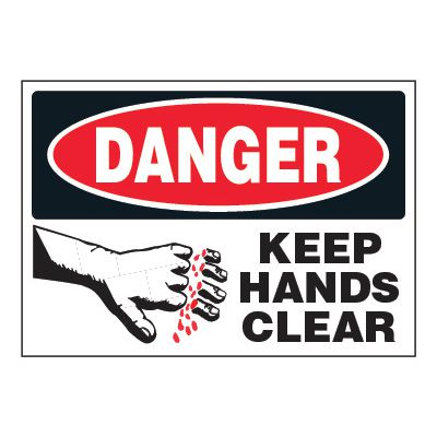 ToughWash® Adhesive Signs - Danger Keep Hands Clear