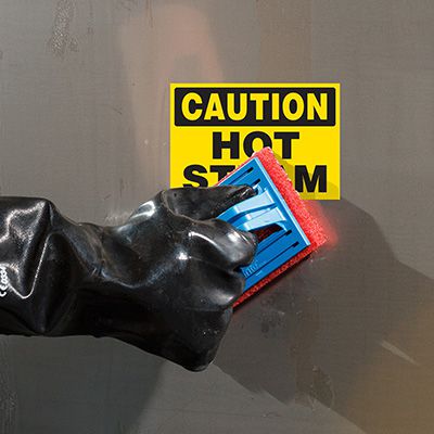 ToughWash® Labels - Caution Hot Steam