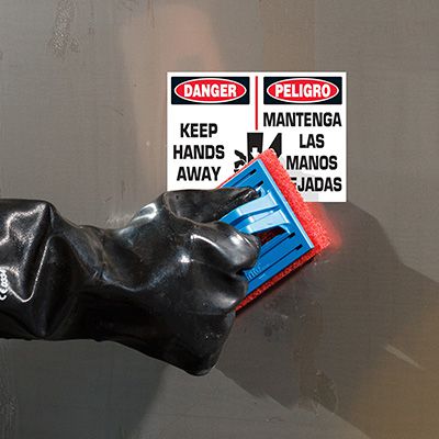 ToughWash® Danger Labels - Keep Hands Away (Bilingual)